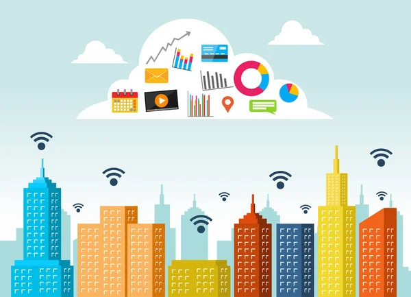 Bulut hizmet anlayışı. Cloud computing teknolojisi. Bir şeyler bulut apps ile Internet.