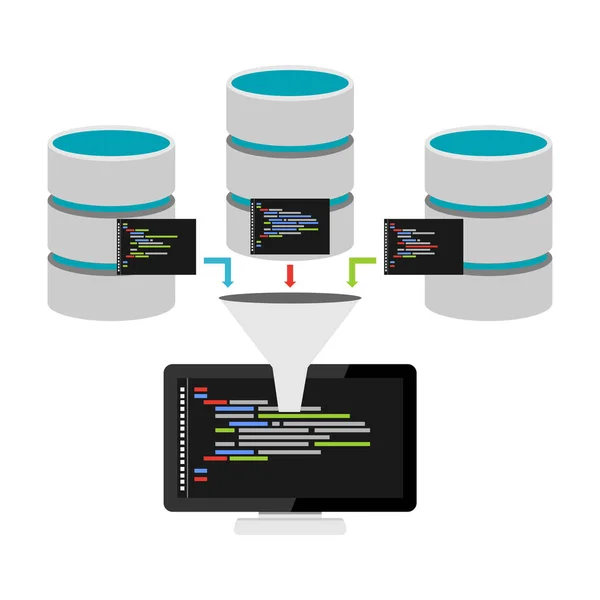 Programação de bases. Mineração de dados. Conceito de tecnologia de Big Data . — Vetor de Stock