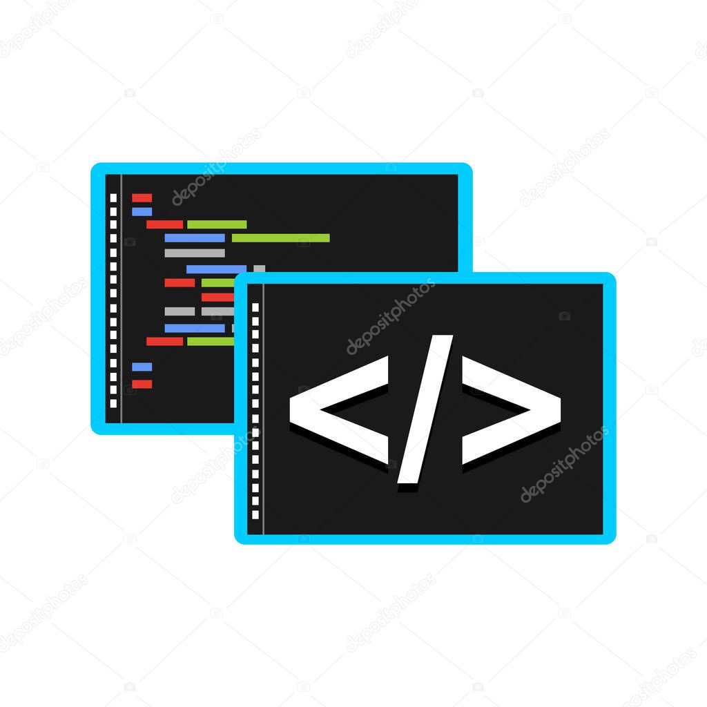 Icono de programación o codificación. Símbolo editor de programación. 2024