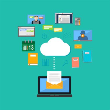Bulut bilgi işlem kavramı için bağlanma. Bulut içeriği erişim. Multimedya internet içeriği.