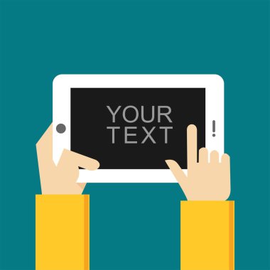 Akıllı telefon ya da tablet bilgisayar şablonu kavramını tutan eller.