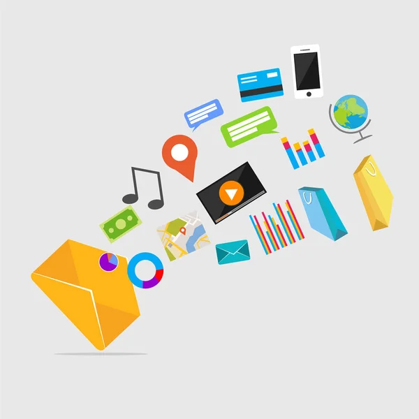 Multimédia üzenetet. E-mail marketing. — Stock Vector