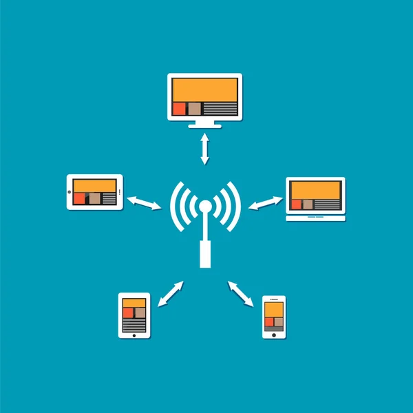 Беспроводная связь или беспроводная сеть . — стоковый вектор