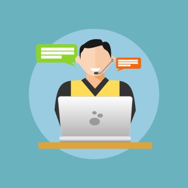 Hepldesk veya müşteri hizmet anlayışı. düz tasarım