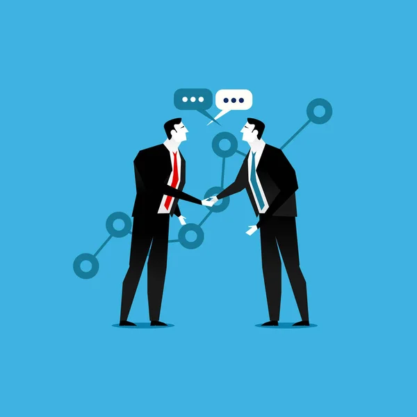 Online affär. Business deal handslag. Samarbete eller partnerskap. — Stock vektor