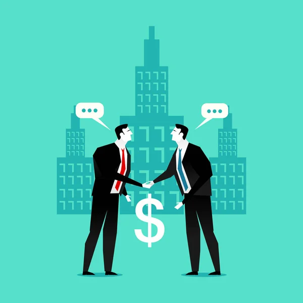Deux hommes d'affaires serrant la main. Business Deal. Collaboration commerciale. Partenariat d'affaires . — Image vectorielle