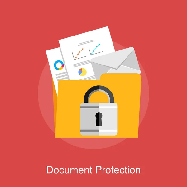 Documentbeveiliging, gegevensbescherming, of document management concept illustratie. — Stockvector