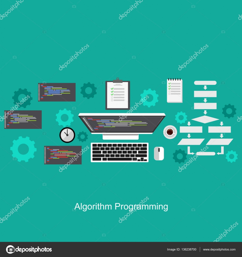 Algorithm programming concept. Flat design illustration concepts for ...