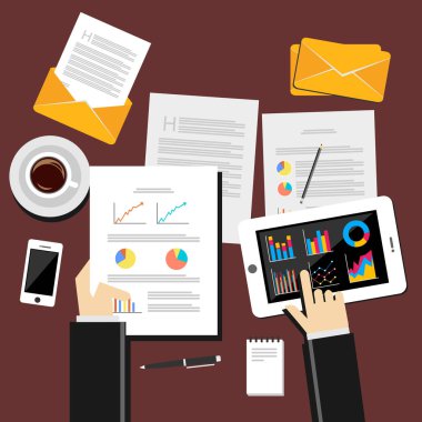 Çalışma işadamı Masası. İş adamı iş. Meşgul işadamı. 