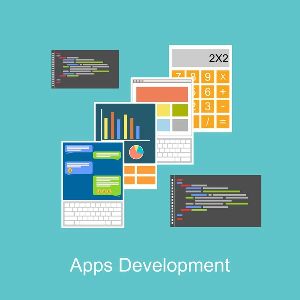 Illustration de concept de développement d'applications . — Image vectorielle