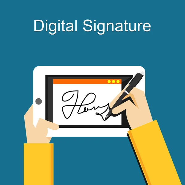 Digital signature on tablet — Stock Vector
