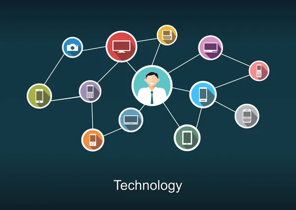 Ilustración del concepto de red tecnológica . — Vector de stock