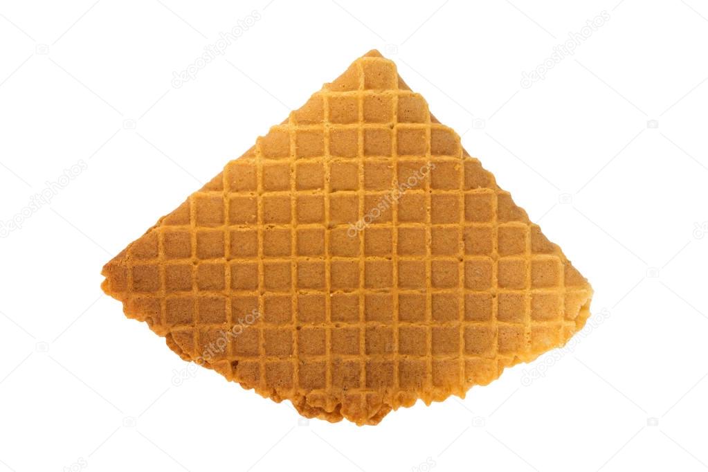 Crispy waffle with triangle insulation on white background