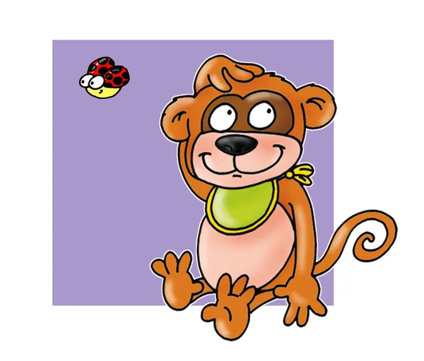 Monkey with ladybird and gag — Stock Photo, Image