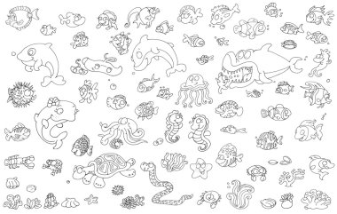 Traktör için renkli balık simgeleri çizmek