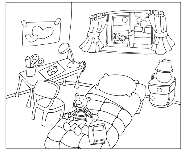 Küçük bir çocuk odası boyama bölümüne çizimler