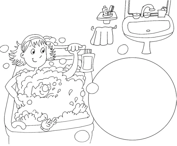 Tekeningen om het stuk te worden gekleurd een badkuip in de badkuip — Stockfoto
