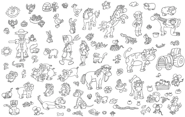 Traktör rengine çiftlik simgeleri çizmek