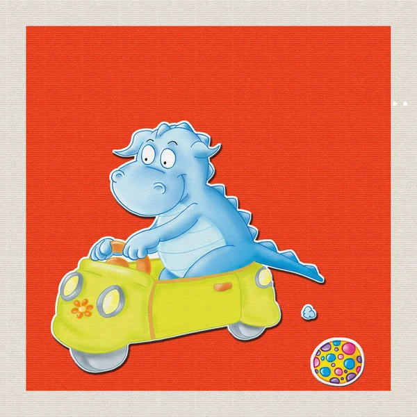 Il piccolo drago,  gioca con macchina — 스톡 사진