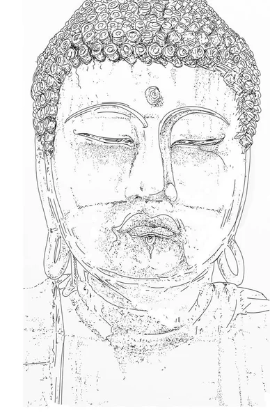 A buddha drawn to the stretch with white background