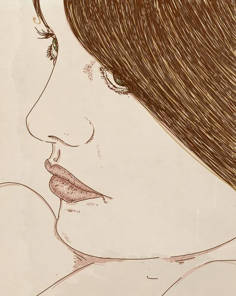 O rosto de uma mulher, com detalhes de lábios e olhos , — Fotografia de Stock