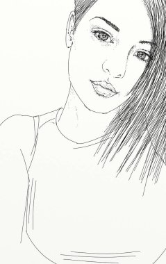 gülümseyen genç esmer kız portresi.