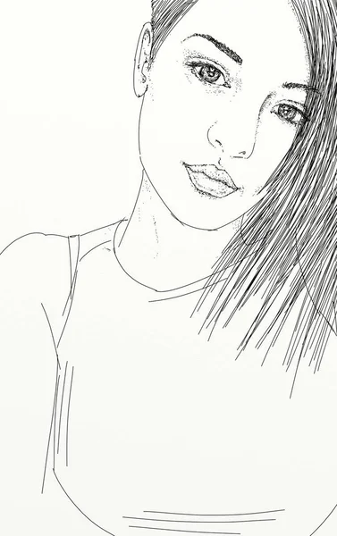 gülümseyen genç esmer kız portresi.