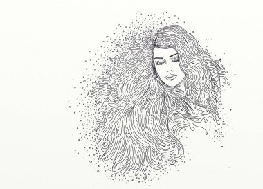 karikatür portre, saçlarını kuma Çizilen kadınların dizi