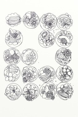 Hamur işi tatlı krema ve meyve, hamur işleri, kekler ve krem puffs