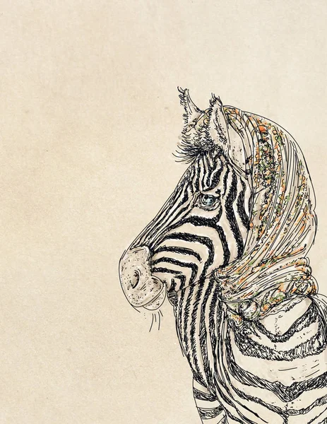 Een Zebra Met Een Florale Sjaal — Stockfoto