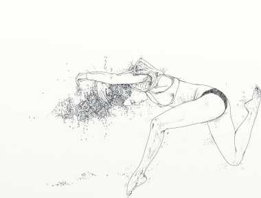 Yüzme bir kadın çizme 