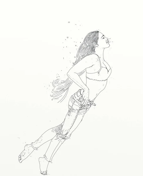 Dibujo Una Mujer Nadando —  Fotos de Stock