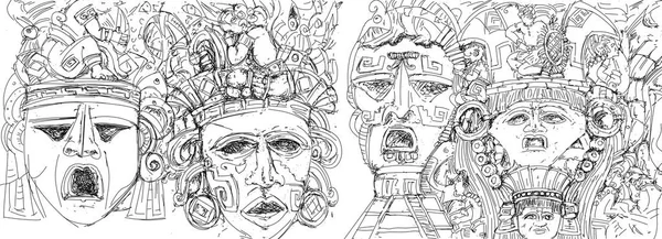 drawing of Mexican masks