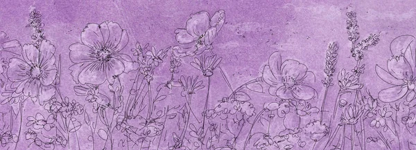 drawing of a field of flowers