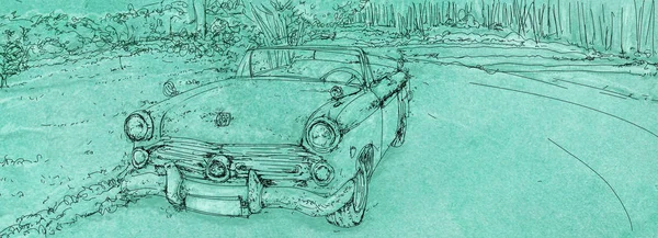 Illustrazione Vintage Automobili Anni Banner — Foto Stock