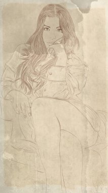 koyu renk saçlı, zarif bir kadın portresi