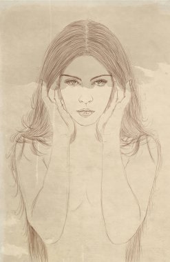 düşünen kız elle tapınak üzerine