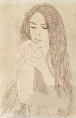 esmer bir kadın portresi ile yeşil gözleri ayrıntı yüz