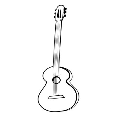 Gitar Akustik vektör simge siyah ve beyaz