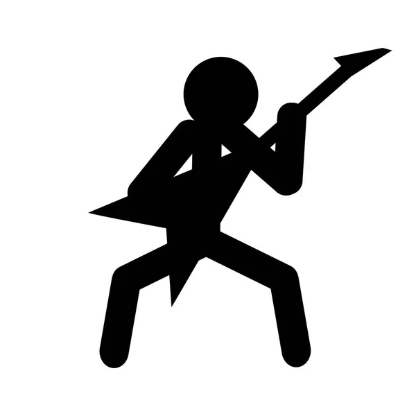 Ο άνθρωπος ραβδί σχήμα παίζοντας κιθάρα διάνυσμα. Μουσικός και κιθάρα — Διανυσματικό Αρχείο