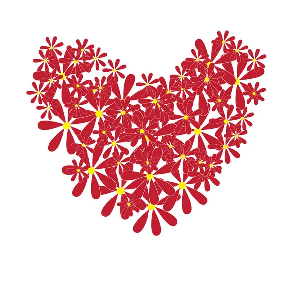 Bouquet de marguerites, forme de coeur. Illustration vectorielle — Image vectorielle
