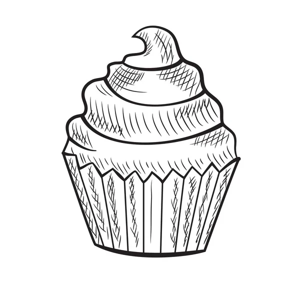 Vector hand drawn sweet cupcake. Sketch. — Stock Vector