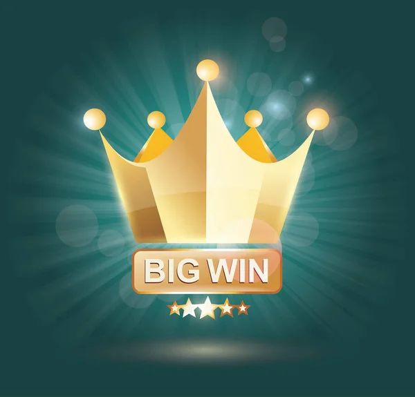 Big Win sinal de ouro para casino online, poker, roleta, slot machi — Vetor de Stock
