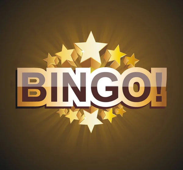 "Altın yıldız ile Bingo" afiş, vektör illüstrasyon. — Stok Vektör
