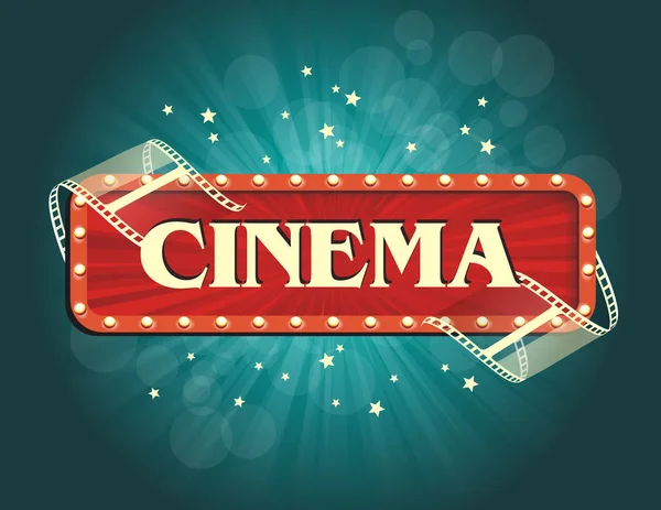 Old Cinema banner with stripe roll. Vector cinema background. — Stock Vector