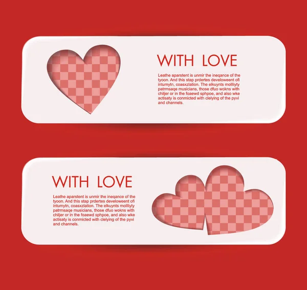 Conjunto de pancartas con corazones rojos. Vector — Archivo Imágenes Vectoriales