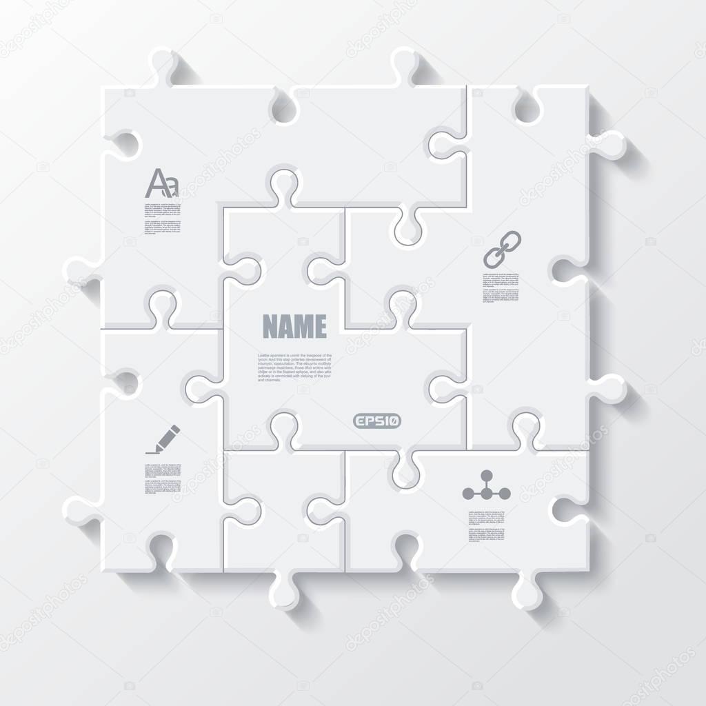 Set of puzzle pieces jigsaw business infographics concept, vecto