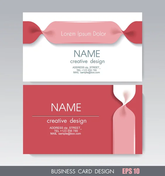 Business card design with inverted ribbons. — Stock Vector