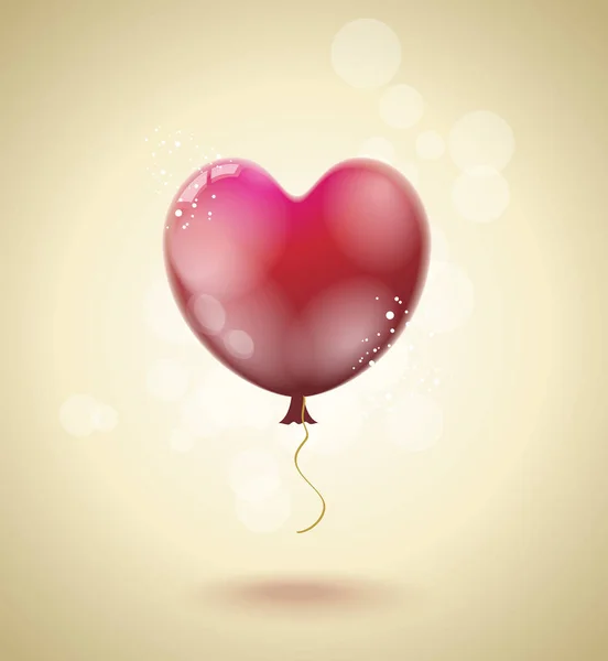 Ballon rouge volant en forme de coeur, illustration vectorielle . — Image vectorielle