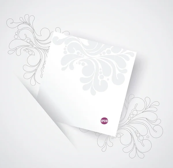 Λευκό αυτοκόλλητο χαρτί με σχέδιο και θέση για το κείμενό σας. — Διανυσματικό Αρχείο